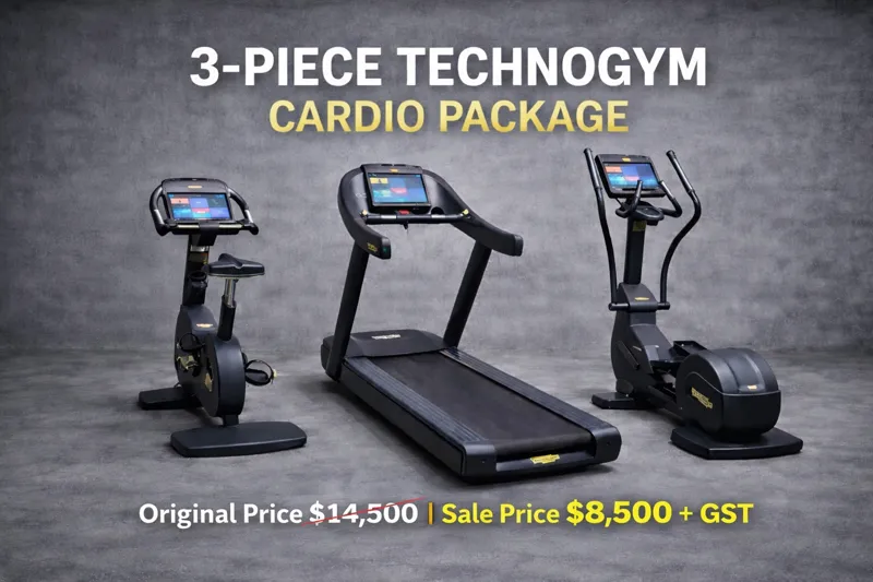 Technogym cardio equipment package: treadmill, cross trainer and bike